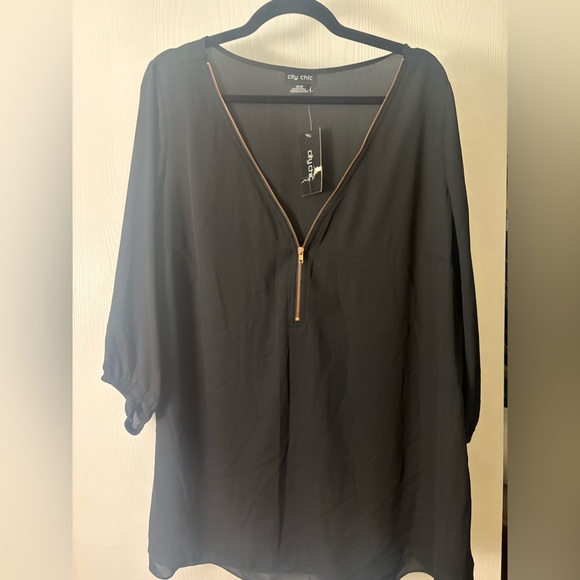 City Chic Black Sexy Fling Elbow Women's Top, Black 18M - Picture 3 of 4